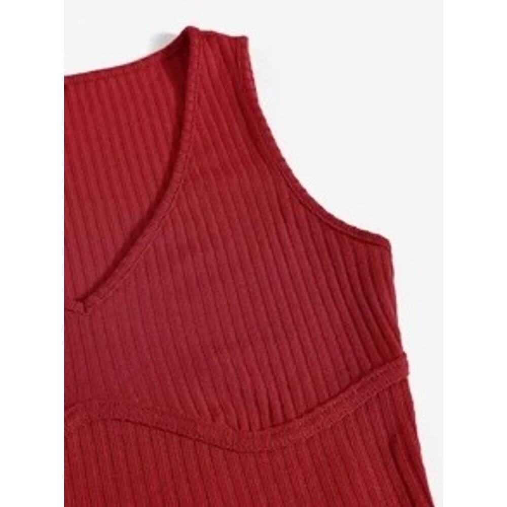 SHEIN Solid Rib-knit Crop Tank Top Red Size M - Picture 4 of 6